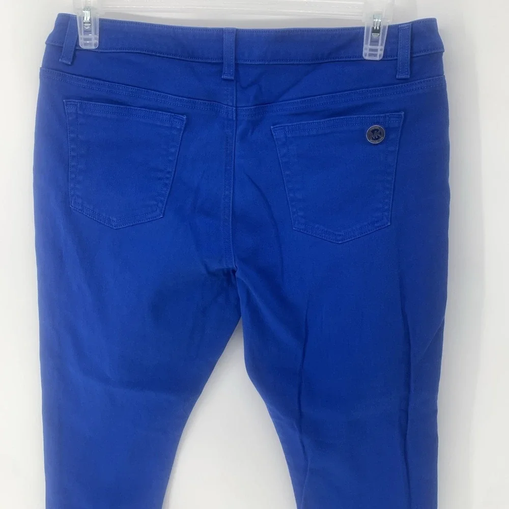 Michael Kors Women's Blue Chino Pants  Silver Zipper Pocket Skinny  Size 12